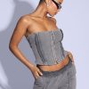 Tops Murci | Jersey Corset Top In Acid Washed Grey