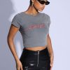 Tops Murci | Slash Neck Baby Tee In Washed Midnight