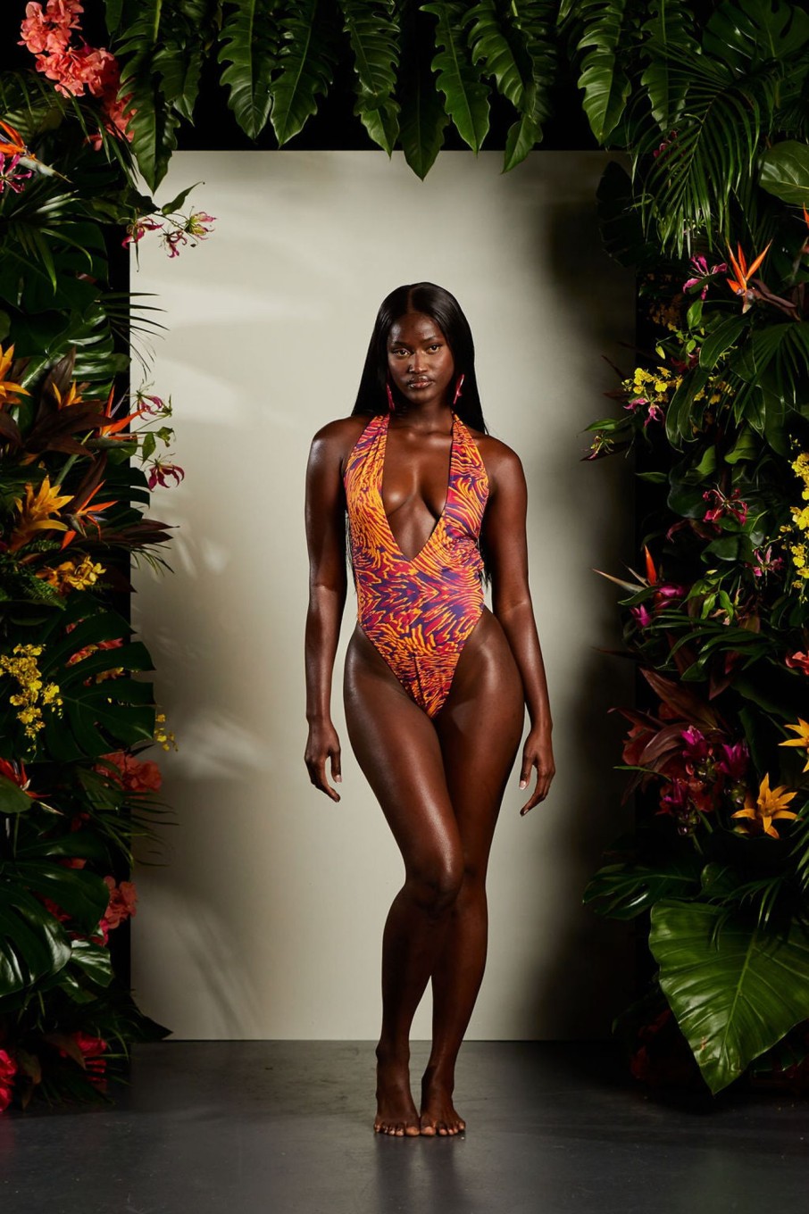 Swimwear Murci | Deep V Halter Swimsuit In Hot Tropic