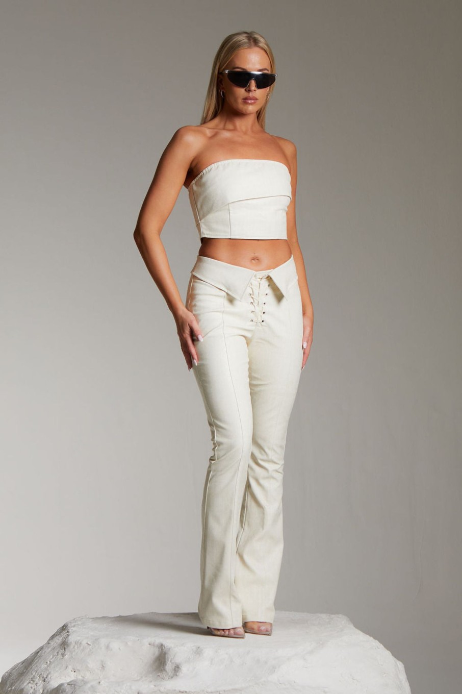 Trousers Murci | Lace Up Fit And Flare Trousers In Snowfall