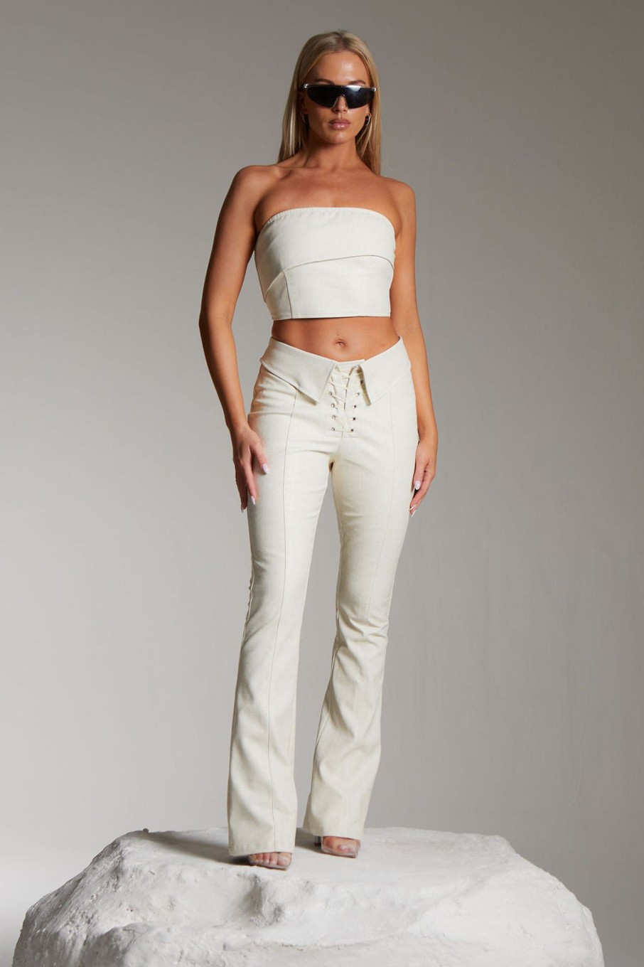 Trousers Murci | Lace Up Fit And Flare Trousers In Snowfall