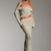 Tops Murci | Off Shoulder Asymmetric Ribbed Top In Sage