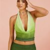 Tops Murci | Mesh Cowl Neck Top In Green Gradient