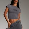 Tops Murci | Slash Neck Baby Tee In Washed Dangerous Affection