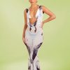 Swimwear Murci | Deep Cowl Neck Mesh Maxi Dress In Myth