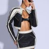 Co-Ords Murci | Pu Biker Mini Skirt In Black And Cream