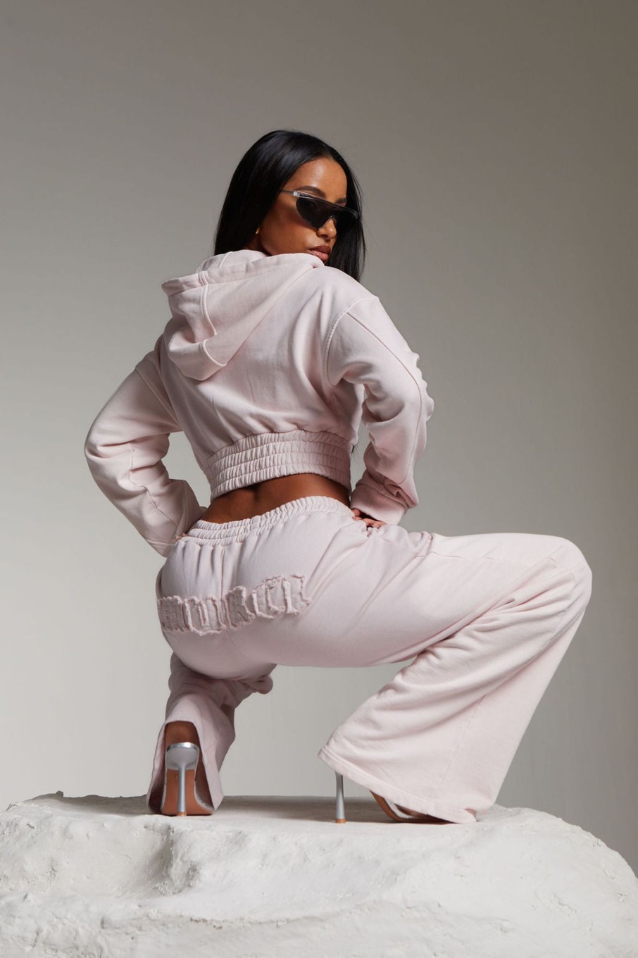 Co-Ords Murci | Applique Wide Leg Joggers In Marshmallow