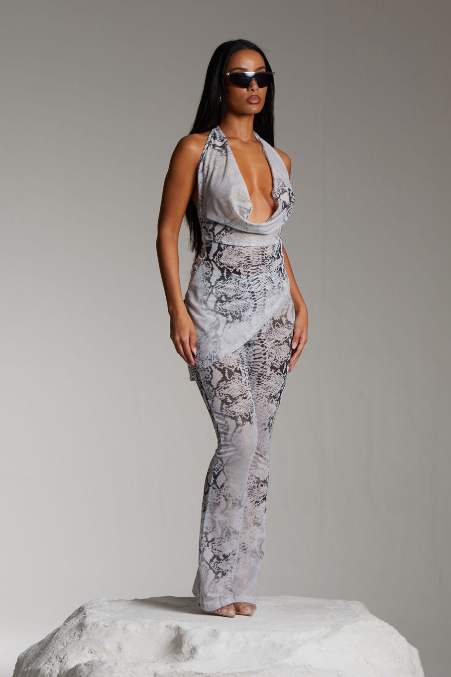 Trousers Murci | Fit And Flare Trousers In Sage Snake